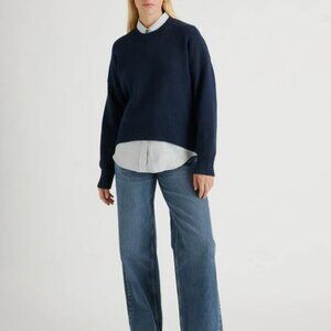 Quince 100% Organic Cotton Boyfriend Crew Sweater Small, Tag Removed